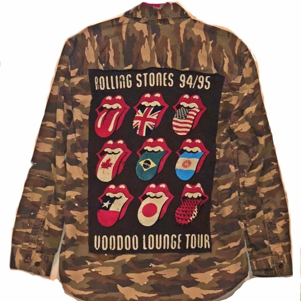 Camo Upcycled Shirt W/ Voodoo Tongues Patch - Picture 4 of 5